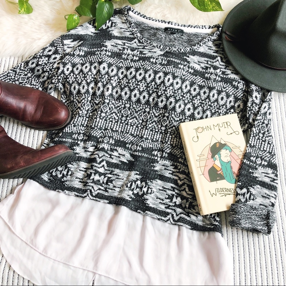 Layered Aztec Tribal Chiffon Sweater Top